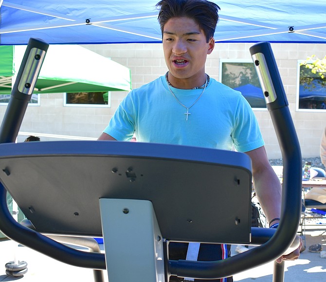 WNC welding student Aidan Concannon competes in the Stairclimb Challenge on Sept. 11 at the Club and Career Fair. Concannon won the even by completing 120 stories.