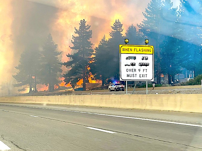 Gardnerville resident Maria Alva Correa took this photo while riding past the Davis Fire on the afternoon of Sept. 7, not long after it was first reported. The photo is republished from the Nevada Appeal.