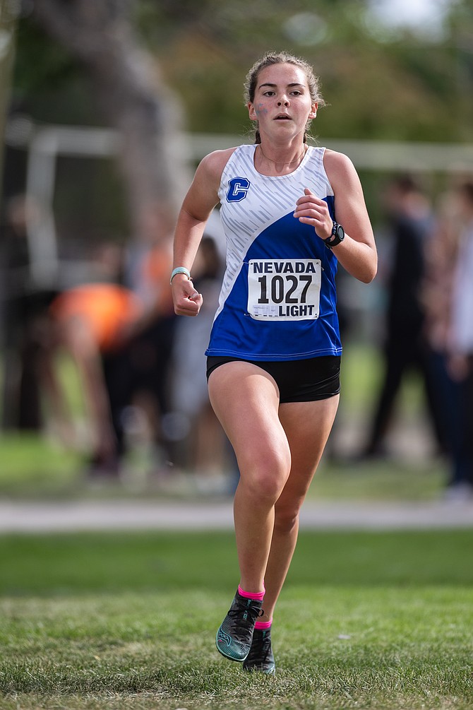 Carson senior Jinnie Ponczoch competes at Lampe Park during the Douglas Class Races to open the season in late August. Ponczoch and the Senators’ girls cross country team have their sights set on a third consecutive state title this fall.