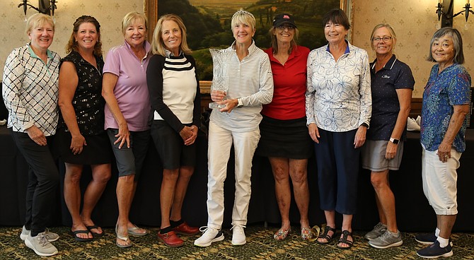 2024 Club Championship competitors, pictured from left to right, Milly Seibel, Dede Nieto, Juanita Wells, Peggy Lyon, Elizabeth Elwell, Jeanne Fadem, Barb Wilson, Jeri Mihelic and Susan MacDonald.