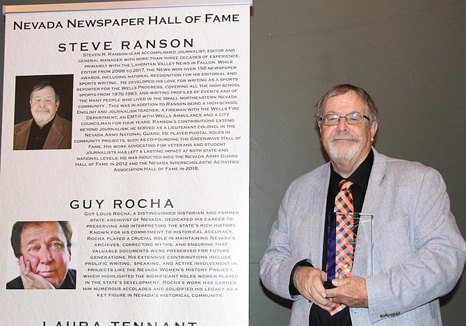 Retired Lahontan Valley News editor and general manager Steve Ranson is shown at Saturday’s ceremony.