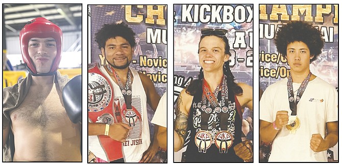 From left to right, kickboxing competitors Manny Rodriguez, Dex Morgenstern, Amanda Buckner and Bret Cruver.