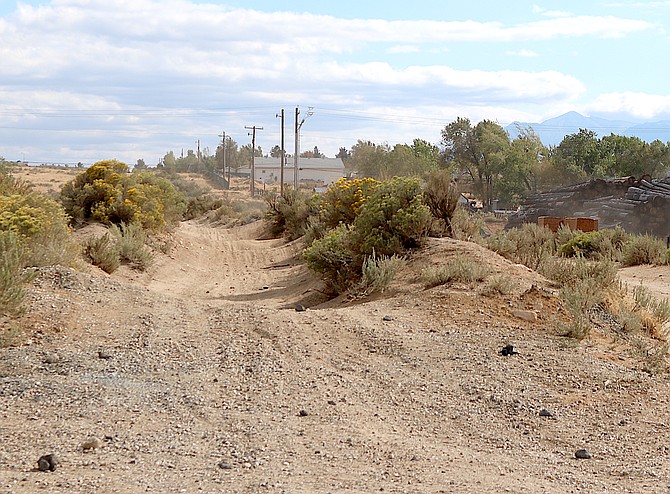 Vista Grande looking south from the end of the pavement behind Carson Valley Plaza.