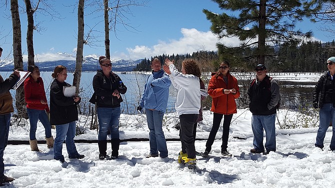 Winnie Kortemeier teaching students about Lake Tahoe.