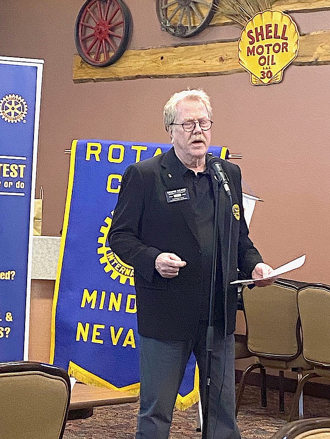 Rotary District 5190 Gov. Dennis Geare, visited the Minden Rotary club to share information from Rotary International and celebrate local club accomplishments.