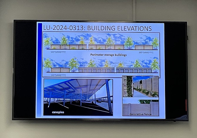 Renderings for a storage facility proposed for 556 Airport Road in the Lompa Ranch North Specific Plan Area.