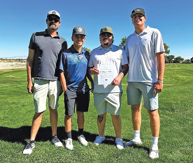 The City of Fallon’s Team 2, consisting of (from left) Andy Dooley, Tristan Rodarte, Colin Shishido and Hayden Strasdin, took first place in this year’s tournament.