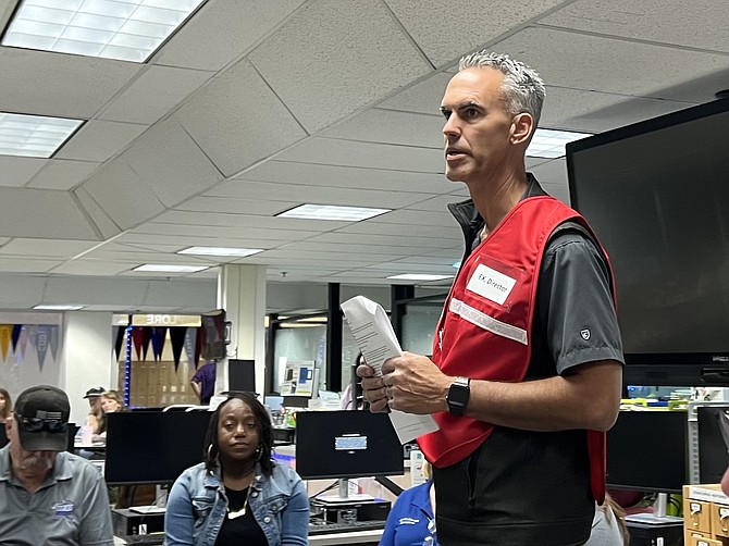 Carson City Assistant Emergency Manager Jon Bakkedahl leads Carson City School District staff in a safety meeting before an active shooter drill at Carson High in June.