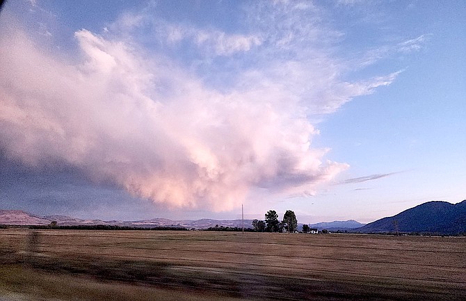 Pam Brekas took a photo of an almost pink cloud over Carson Valley on Monday.