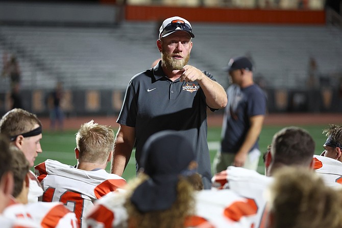 Douglas High School football coach Kyle Mays was named the Las Vegas Raiders Tom Flores High School coach of the week this week.