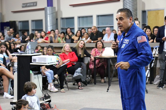 Former NASA astronaut and engineer José Hernández gave a presentation to Carson High School families in the High Tech Center on Oct. 3, 2024.