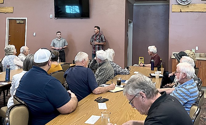 Challenger Brian Dempsey and incumbent Danny Tarkanian talk to the Good Governance Group on Oct. 1.