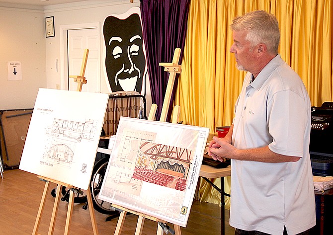 Carson Valley Arts Council President Brian FitzPatrick shows the renderings of the proposed Copeland Community Arts Center to federal officials on Thursday. Photo special to The R-C