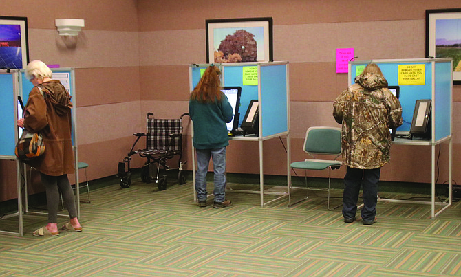 Early voting begins Saturday in Churchill County. Pictured: Voters from a previous election take advantage of beating the crowds.