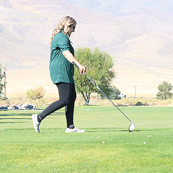 Battle Mountain’s Jaylee Jorgenson tied for third at the Northern 2A East Girls Golf Regional Championship in Jackpot on Oct. 12.