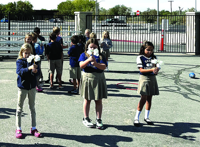 Students with anemometers.