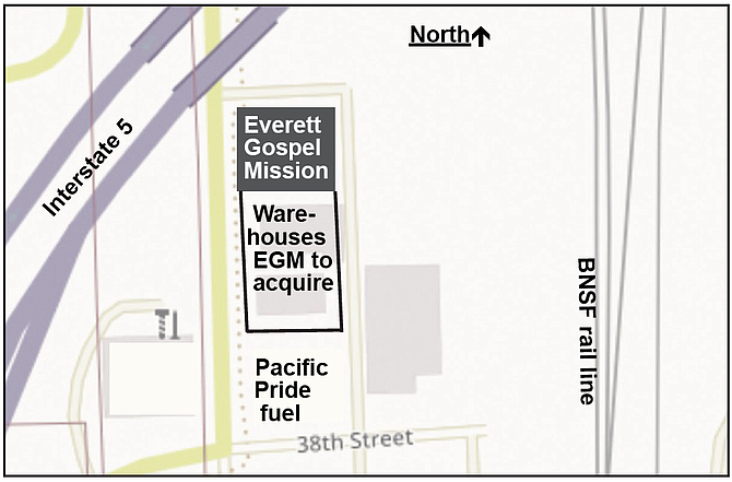 The location of 3715 and 3719 Smith Ave. plus neighboring gas station. (Tribune markings)