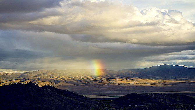 Wednesday's rain came with a rainbow in Topaz Ranch Estates in this photo by John Flaherty.