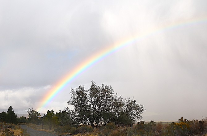 The end of the rainbow was north of Genoa on Thursday evening. There wasn’t a pot of gold, but the clouds did bring the first measurable rain of the 2024-25 water year.