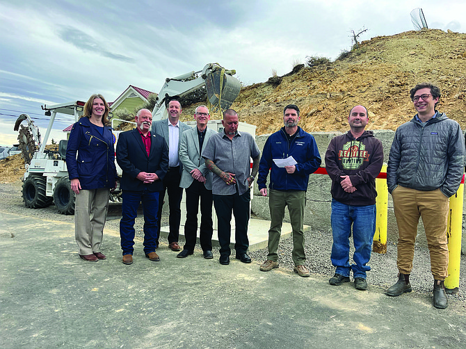 County commissioners, local officials, and IT employees all gathered in Virginia City on Oct. 16 to celebrate the groundbreaking of new fiber broadband cables being installed throughout Storey County.