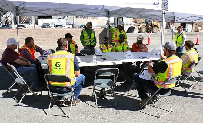 Granite Construction workers and representatives of the International Union of Operating Engineers met with Assistant Secretary for Mine Safety and Health Chris Williamson on Oct. 21 at the company’s Brunswick Canyon mine in Carson City to talk about policies and job creation.