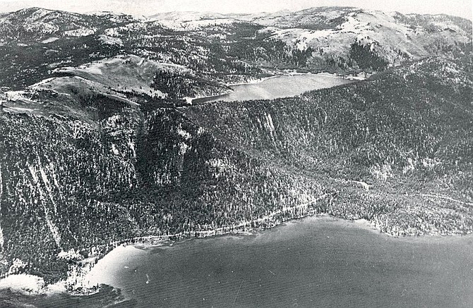 Marlette Lake sitting above Lake Tahoe circa 1950.