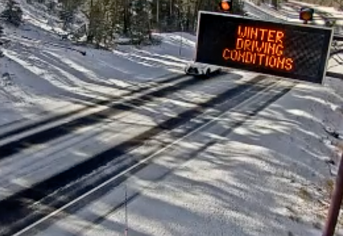 NDOT mountain camera showing Mt. Rose Thursday morning.