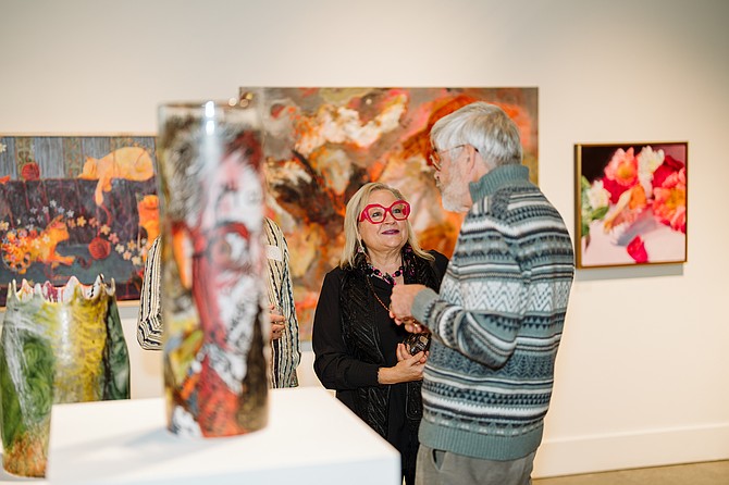 Patrons in the Schack Art Center in a photo provided by the center.