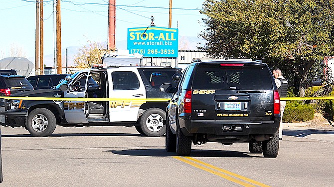 Short Court is cordoned off at Pit Road in the Gardnerville Ranchos on Friday morning.