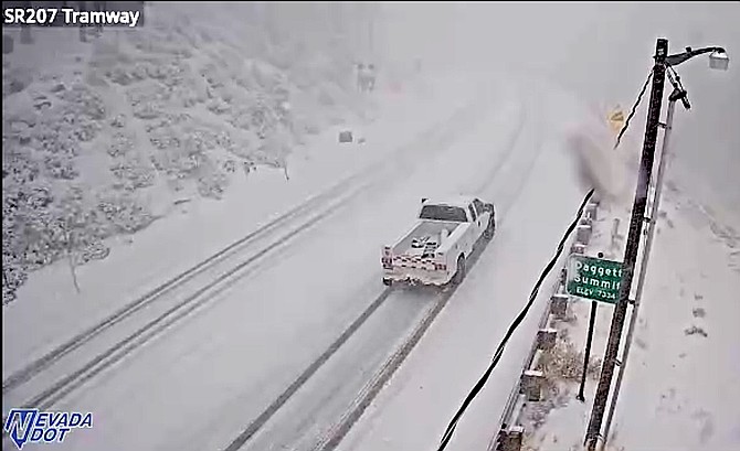 Snow on Kingsbury Grade at 2:10 p.m. Monday caused minor collisions and spin-outs.