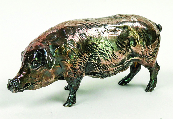 Artist Brad Rude was commissioned in 2013 by John Ascuaga's Nugget Casino and Resort to create this solid silver pig, which weighs 102 troy silver ounces and should sell for $10,000-$15,000.