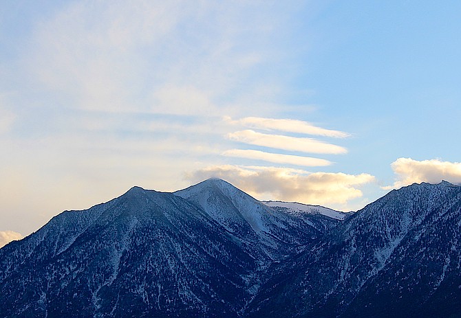 Jobs Peak earned its stripes on Thursday evening as wave clouds appeared over the Carson Range.