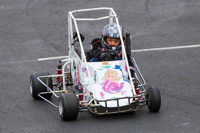 Racer on the track during a quarter midget race in September 2023.