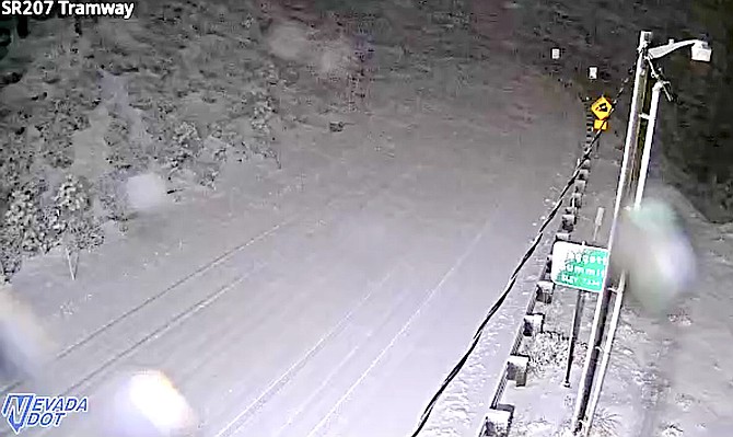 Snow on Daggett Summit at 5:50 a.m. Saturday.