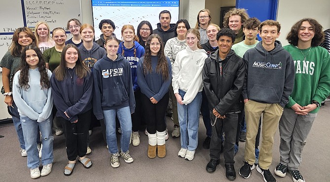 13 Carson City students were honored as section or assistant section leaders with the highest or second-highest score in their section for the Northern Zone Nevada Music Educators Association. Carson High School band students.