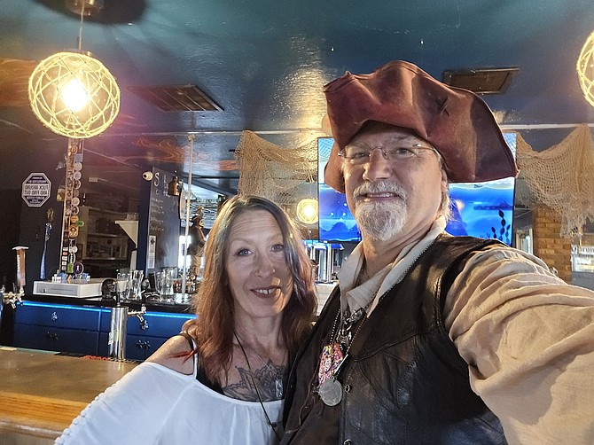 Jeannie and Troy Morgan at the Saltwater Tavern in Carson City in October. The new bar opened in the former Remedy’s on Oct. 17.