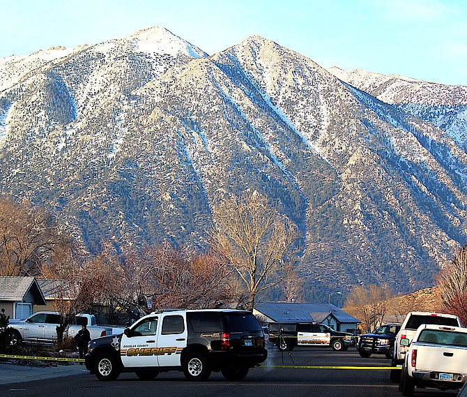 Douglas County Sheriff's patrol vehicles closed off a portion of Mary Jo Drive in the Gardnerville Ranchos on Friday morning to investigate the death of a man whose body was found along the street.