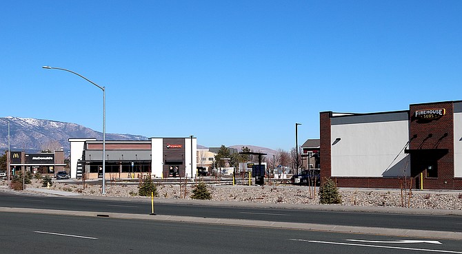 Firehouse Subs, Big Chicken and McDonalds on north side of Highway 395 in Minden as work begins on Chipotle and Wienerschnitzel on the south side of the highway.