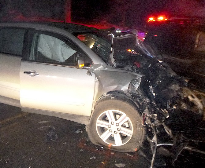 A 2015 Chevrolet Traverse was involved in a head-on collision that killed two people on Highway 50 on Thursday evening.