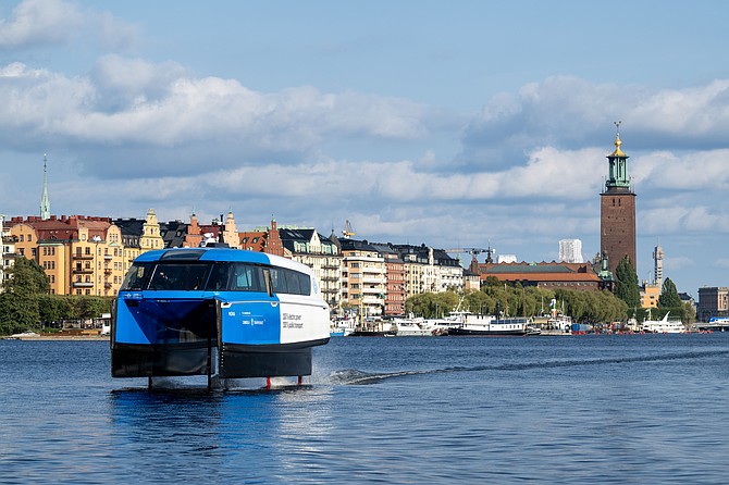 The first electric hydrofoil ferry plies the waters around Stockholm. Candela photo