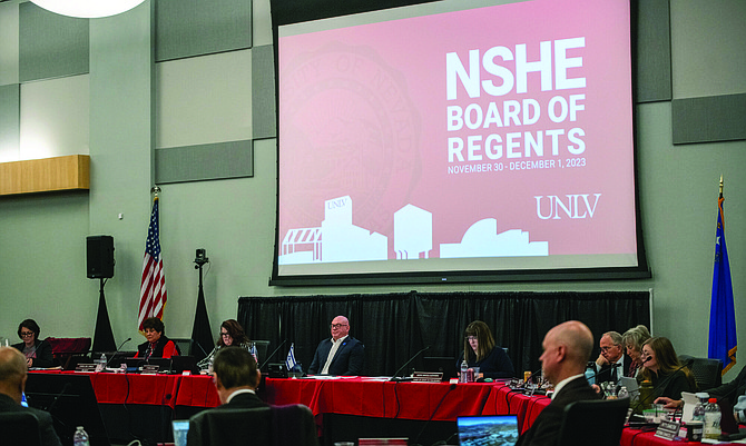 A Nevada System of Higher Education Board of Regents meeting at UNLV on Dec. 1, 2023. (Daniel Clark/The Nevada Independent)