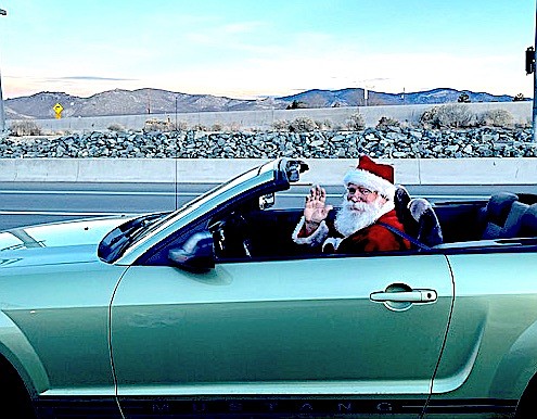 Phyllis Holmes spotted Santa in a Mustang convertible Tuesday on the road to Carson City.