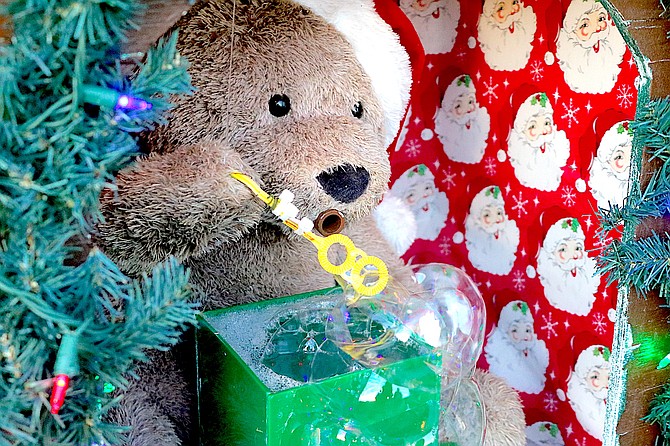 The bubble blowing bear at the Nisja Bear House, located at 1366 Chichester Drive in Gardnerville, will be performing 5:30-8:30 p.m. through Christmas Eve.