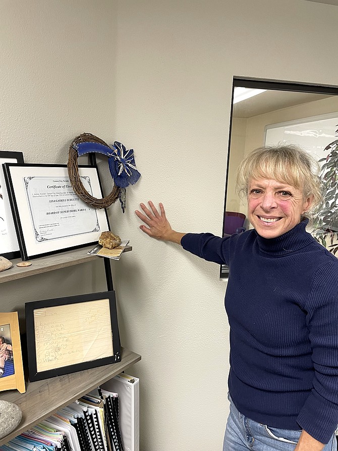 Carson City Ward 4 Supervisor Lisa Schuette in her office in the Community Development building off East Proctor Street on Dec. 17.