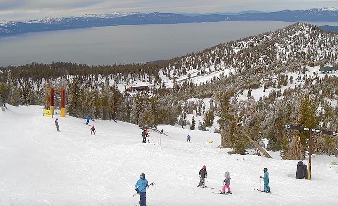 Skiers at Heavenly Mountain Resort on Monday afternoon.