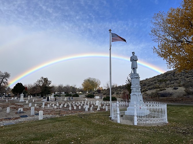 Nate Delaney, parks maintenance coordinator with Carson City Parks, Recreation and Open Space, got this picture of a rainbow over Lone Mountain Cemetery’s Civil War monument circa 2022.