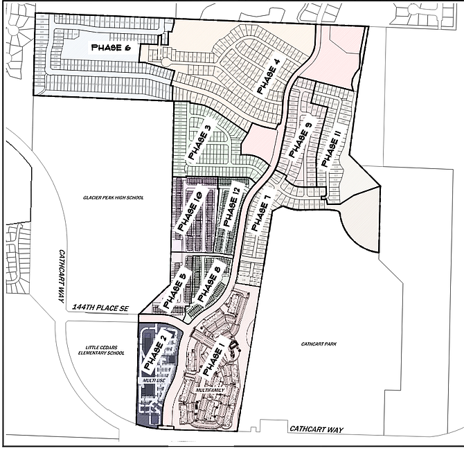 The proposed phases of the Eastview Village development from the site application submitted in 2023.