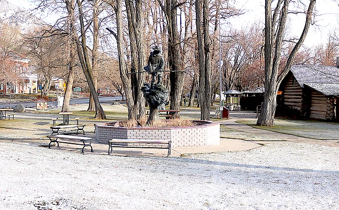 There was a light dusting of snow on the lawn at Mormon Station State Historic Park in Genoa on Christmas morning.