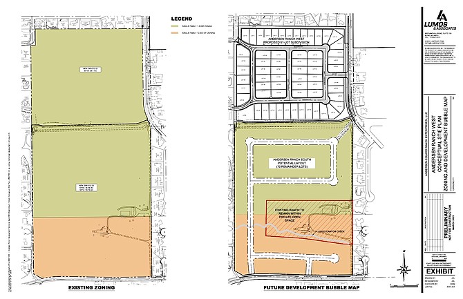 A project design and potential layout of Andersen Ranch West by Lumos & Associates during a cycle of public hearings in 2023.