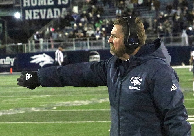 Nevada head coach Jeff Choate during the game against Air Force on Nov. 23, 2024 at Mackay Stadium in Reno.